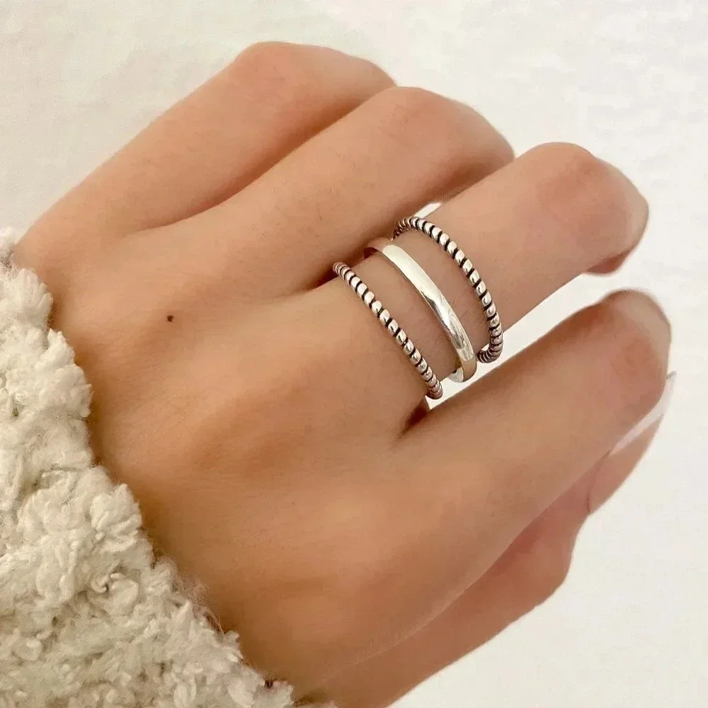 925 Sterling Silver Layer Stackable Ring Multi Layer Dainty Ring Band